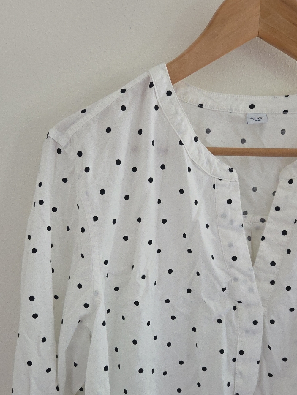 Old Navy White Blouse with Black Polka Dots